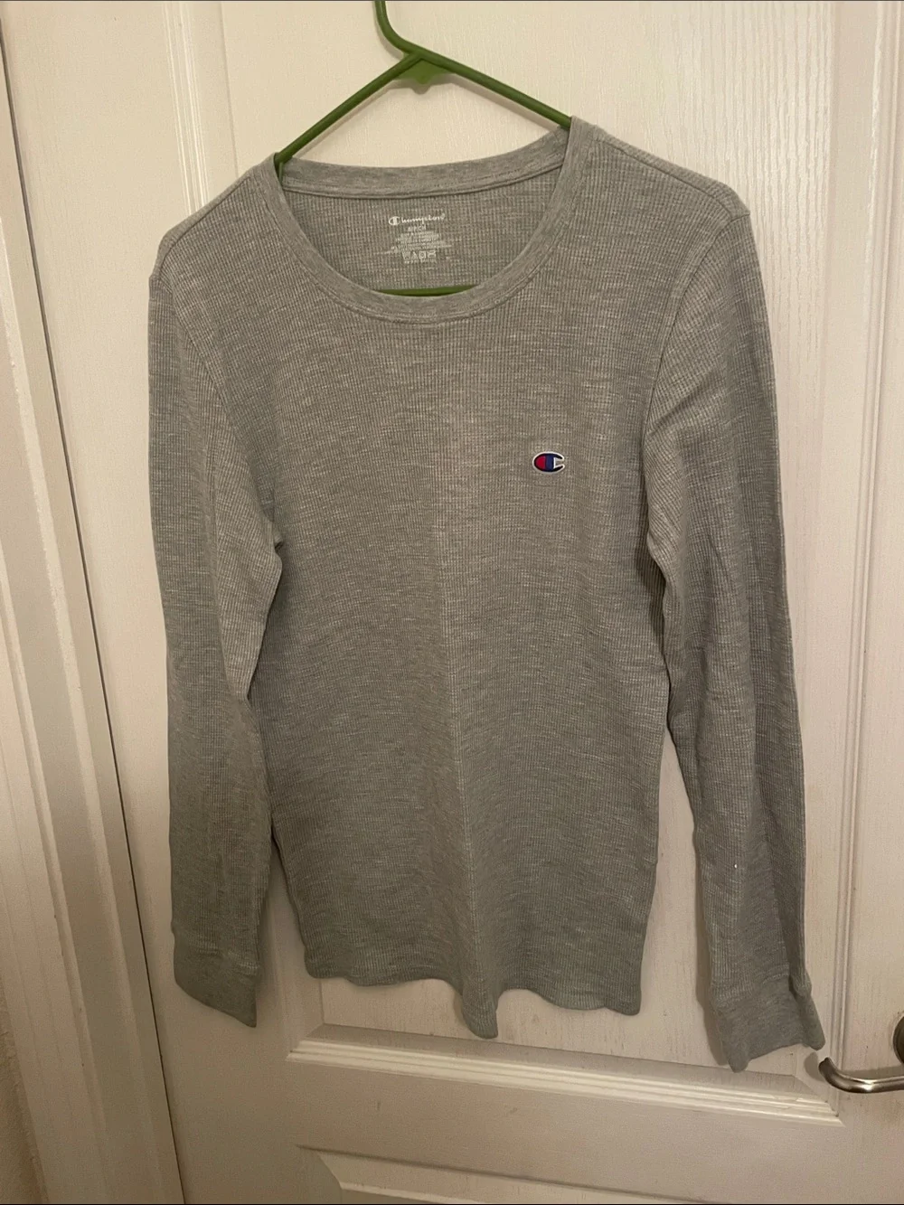 Champion Light Gray Ribbed Thermal Crewneck Sweater